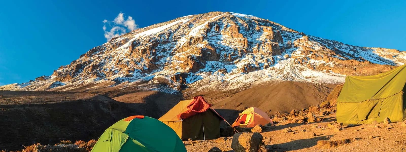 Trekking tents on a high camp below Kilimanjaro's summit